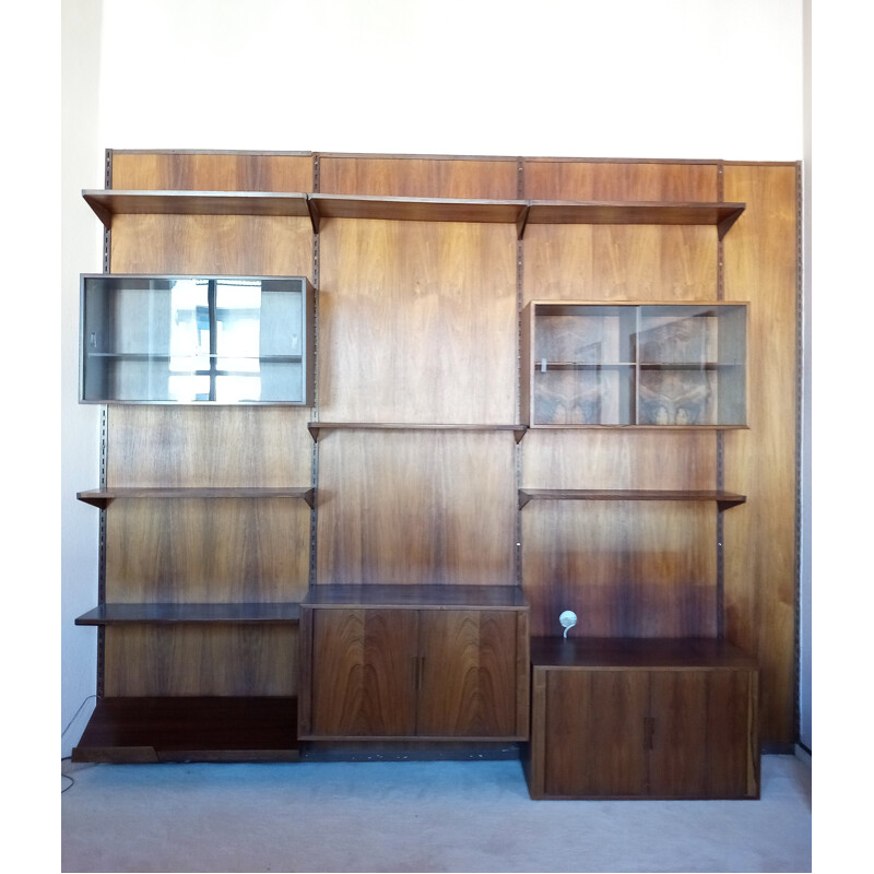 Vintage original wall unit system in rosewood from Kai Kristiansen for FM Mobler