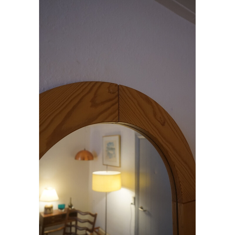 Vintage Mirror in Patinaed Pine Wood 1970s