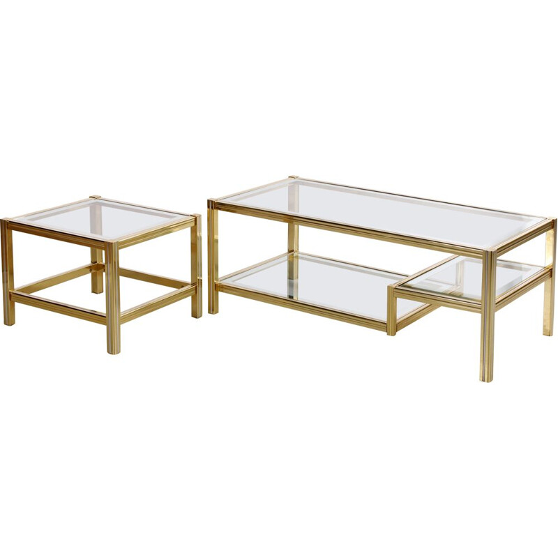 Vintage Coffee table with side table  Hollywood Regency