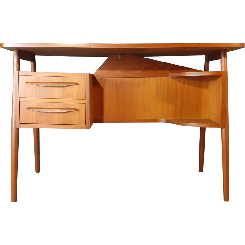 Vintage teak desk by Gunner Nielsen for Tibergaard, Denmark 1960