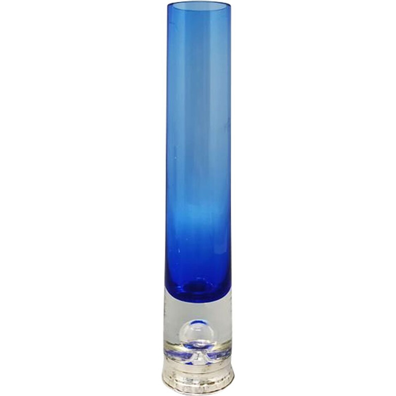 Vase vintage bleu en verre de Murano, Italie 1960