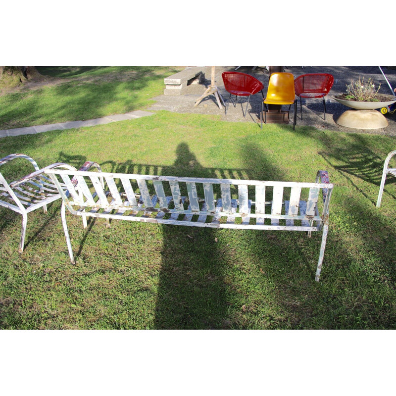 Vintage steel garden furniture, French 1940s