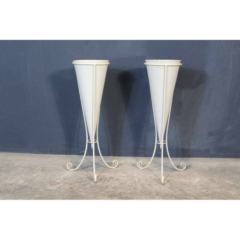 Paire de porte-vases vintage en fer forgé, Italie 1970