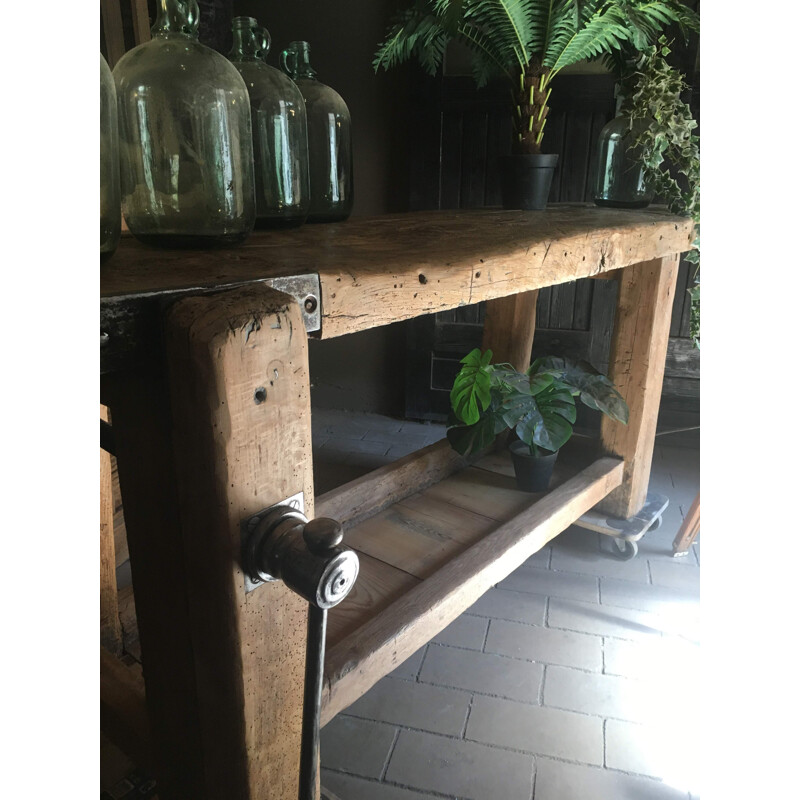 Vintage solid oak workbench