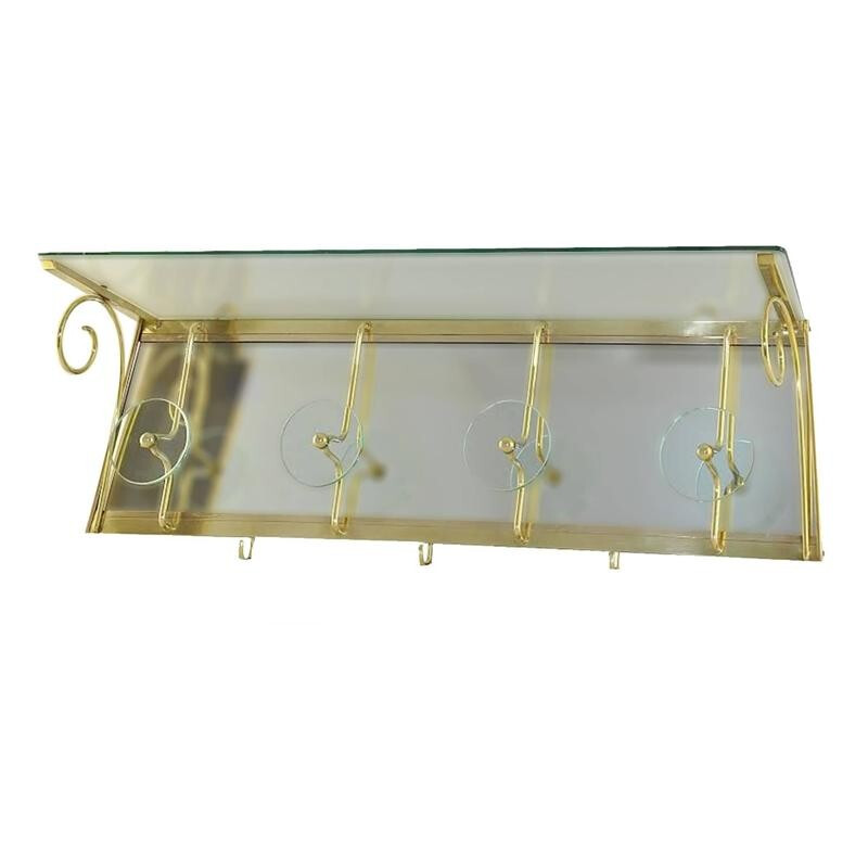 Italian coat rack in glass and brass - 1950s