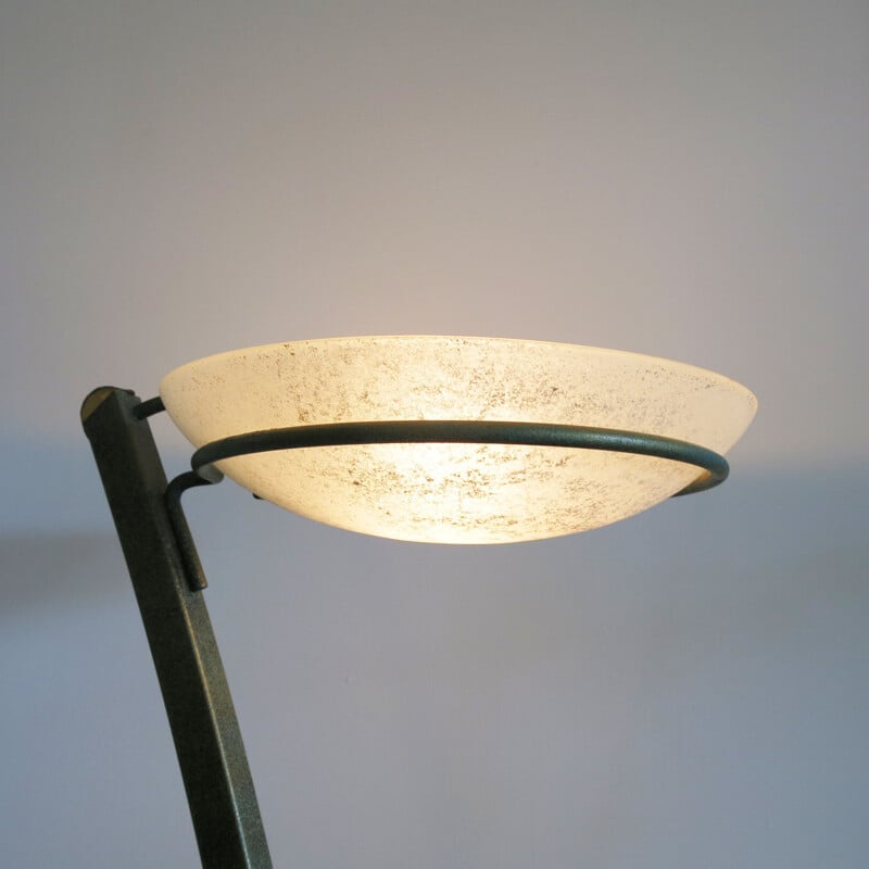 Vintage metal floor lamp with frosted glass by Pierre Vandel, France 1970