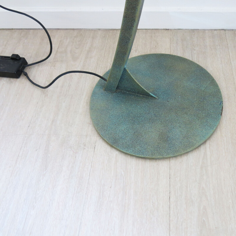 Vintage metal floor lamp with frosted glass by Pierre Vandel, France 1970