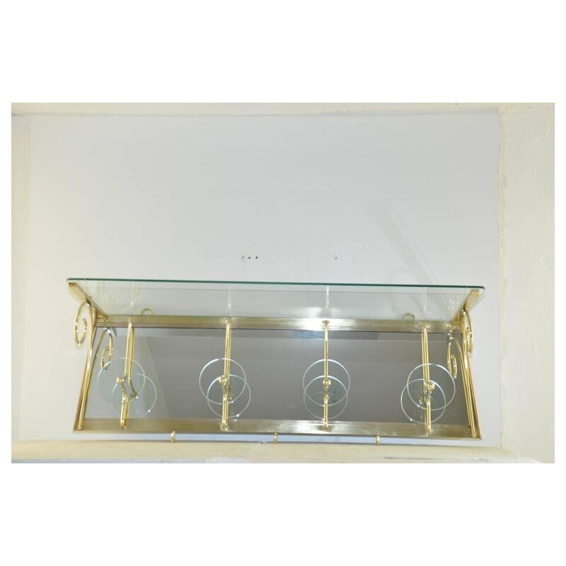 Italian coat rack in glass and brass - 1950s