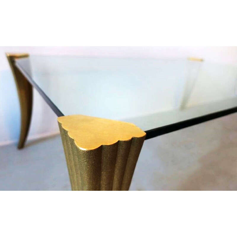 Vintage Brass and Glass Coffee Table by Peter Ghyczy