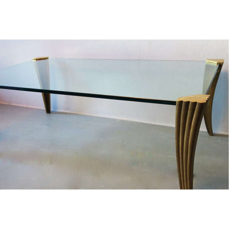 Vintage Brass and Glass Coffee Table by Peter Ghyczy