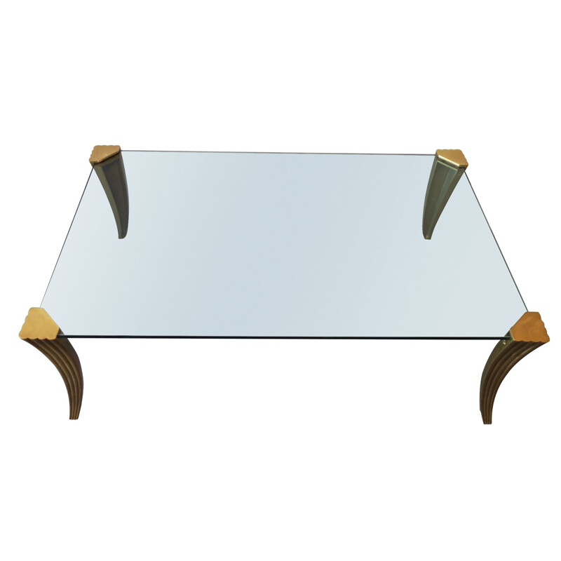 Vintage Brass and Glass Coffee Table by Peter Ghyczy