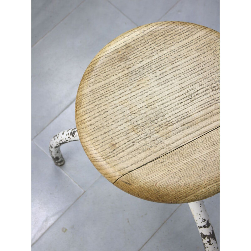 Vintage Industrial White Swivel Chair