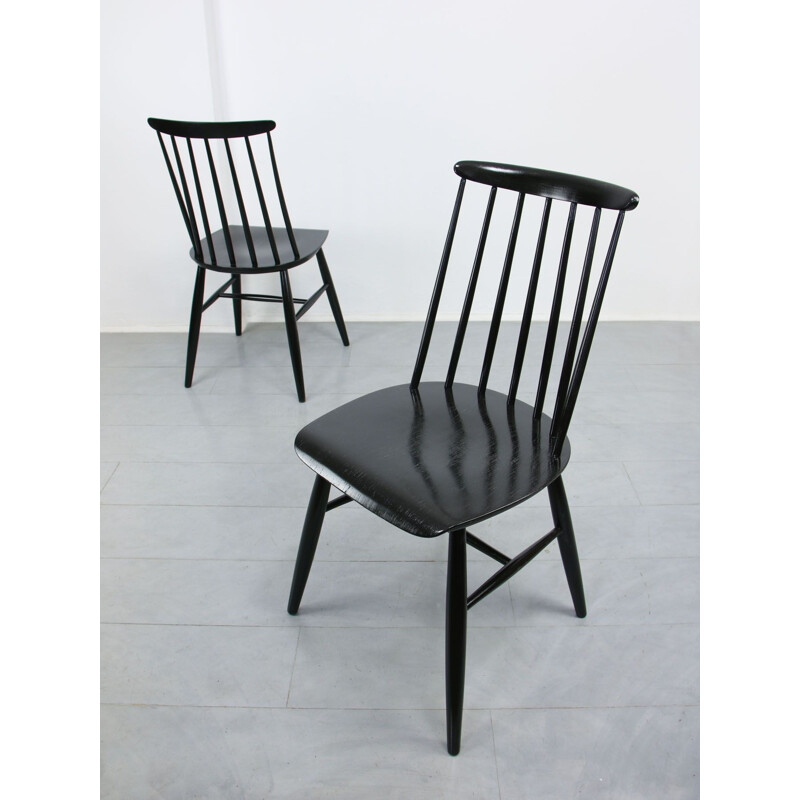 Coppia di sedie vintage Black Fanett di Ilmari Tapiovaara