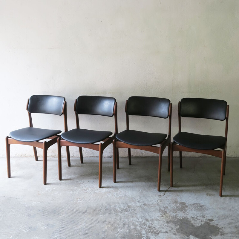 Set of 4 vintage chairs by Erik Buch, Danish 1960s