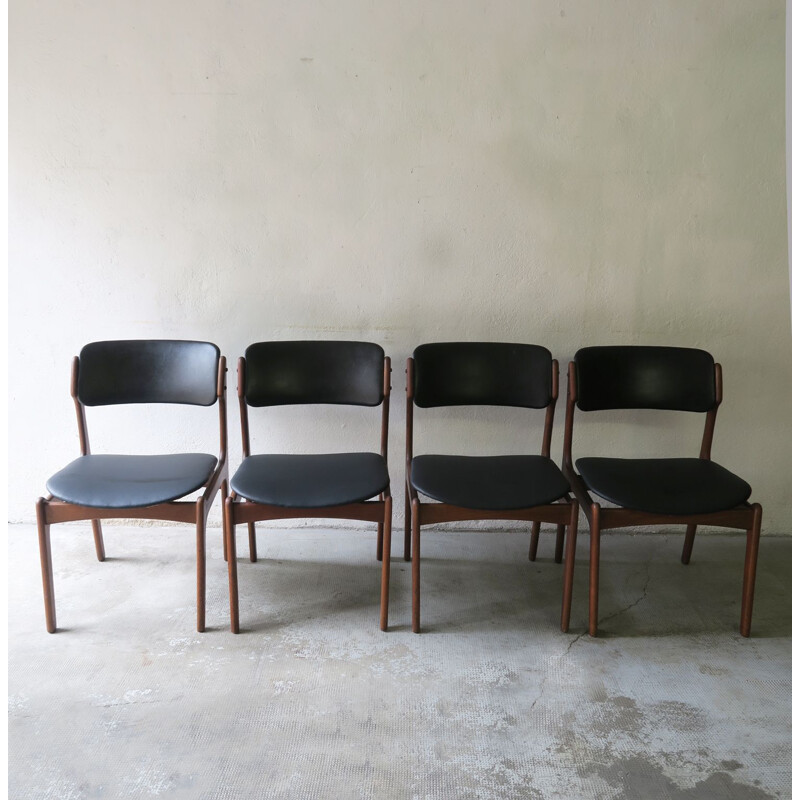 Lot de 4 chaises vintage d'Erik Buch, Danoises 1960