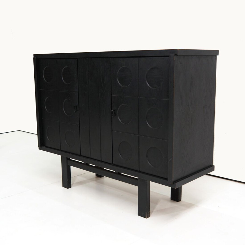 Vintage Black brutalist sideboard, Belgium 1970s