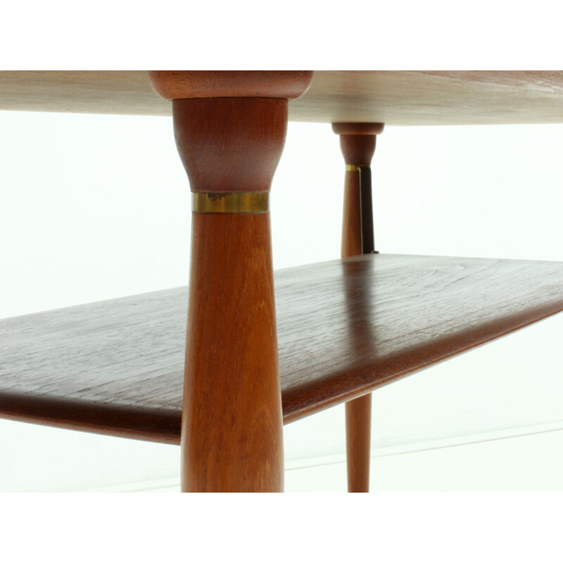 Scandinavian coffee table in teak with brass details - 1960s