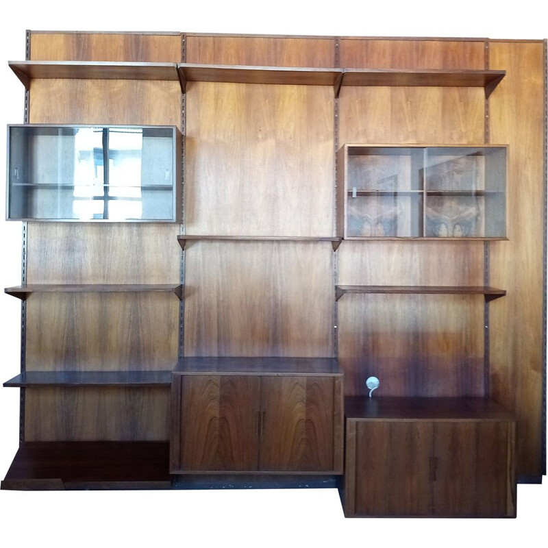 Vintage original wall unit system in rosewood from Kai Kristiansen for FM Mobler