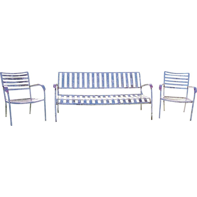 Vintage steel garden furniture, French 1940s