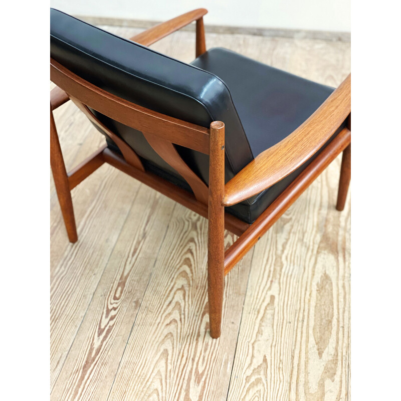 Vintage teakhouten fauteuil van Grete Jalk voor France and Son, Denemarken 1960