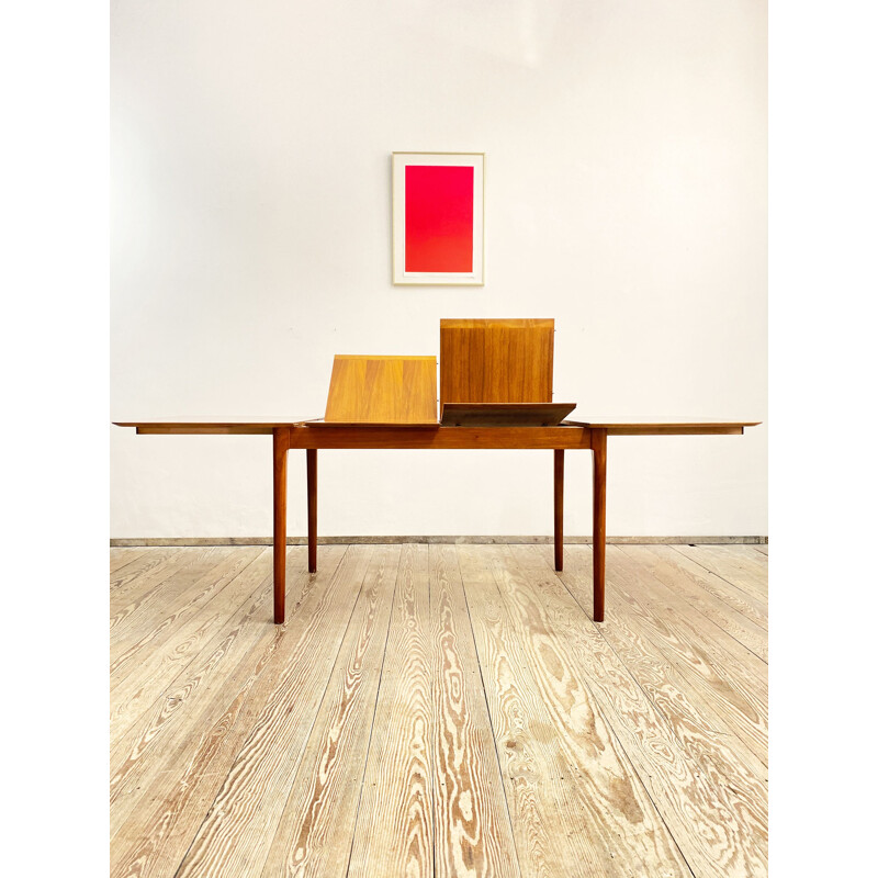 Vintage extendable table in walnut and teak by Lübke, Germany