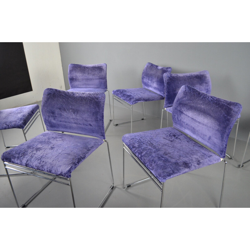 Set of 10 vintage Jano LG purple velvet chairs by Kazuhide Takahama for Simon International 1969