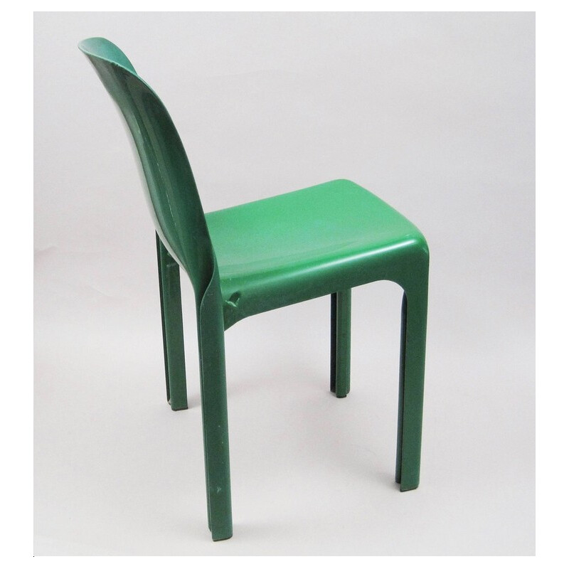 6 vintage green chairs, Vico MAGISTRETTI - 1970s
