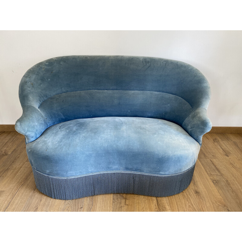 Vintage velvet Crapaud sofa