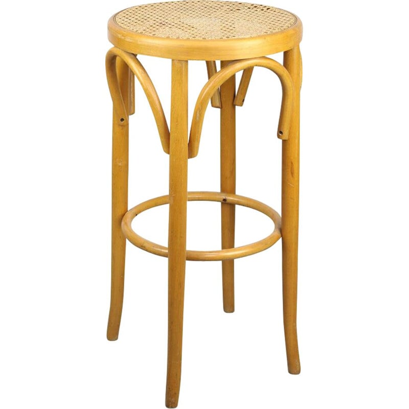 Tabouret de bar vintage en bois courbé Thonet