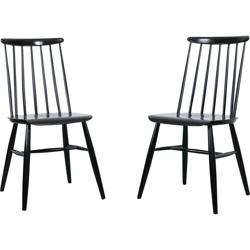 Pair of vintage Black Fanett chair by Ilmari Tapiovaara