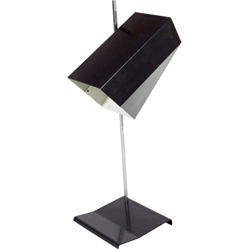 Lámpara de mesa vintage negra y plateada