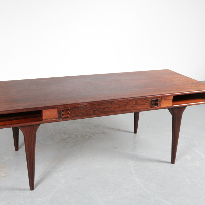 Mesa de centro vintage de madera dura de Nanna Ditzel para Silkeborg, Dinamarca 1960