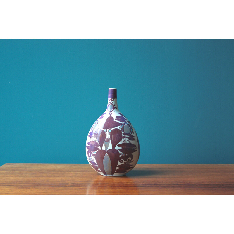 Purple Royal Copenhagen vase in faience, Kari CHRISTENSEN - 1960s
