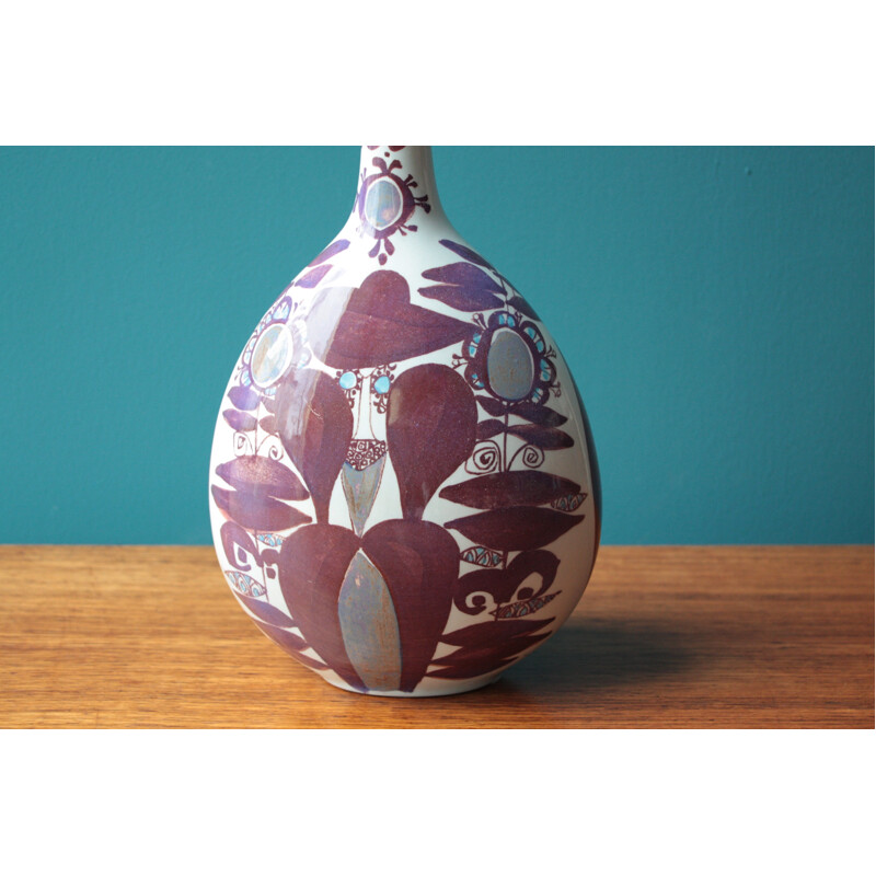 Purple Royal Copenhagen vase in faience, Kari CHRISTENSEN - 1960s