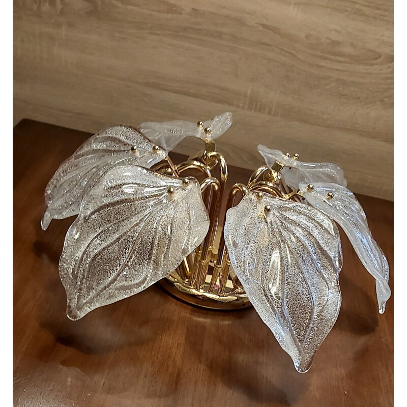 Vintage gold plated ceiling lamp murano, Italy 1980