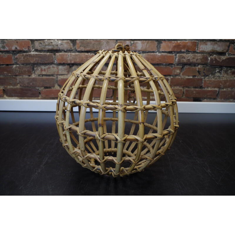 Vintage hanging lamp bamboo and rattan, 1960s