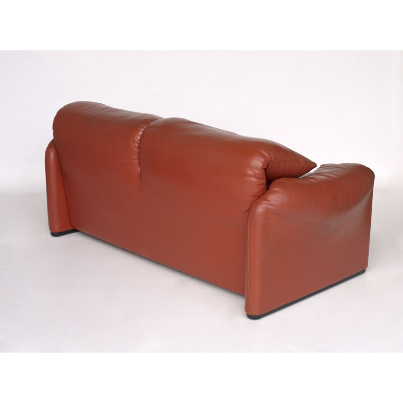 Vintage Leather Maralunga Sofa by Vico Magistretti for Cassina Italian