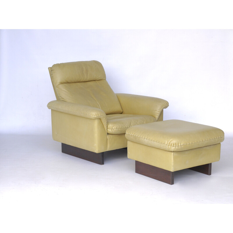 Grand fauteuil et pouf réglables Vintage De Sede 1970