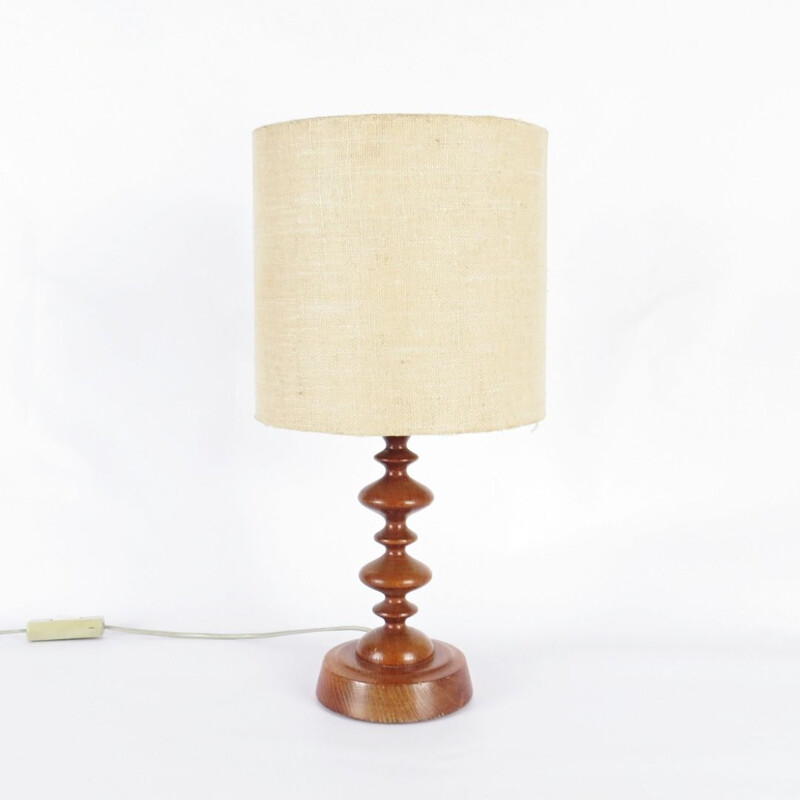 Vintage Wooden table lamp by Antonín Hepnar