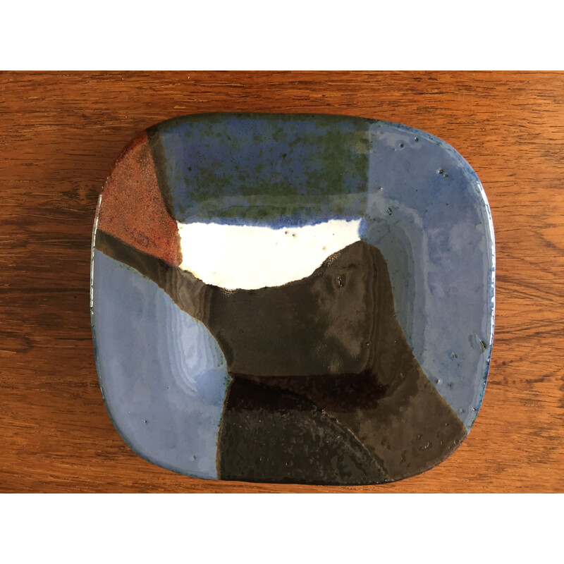 Vintage abstract composition in stoneware by Jacques Pouchain