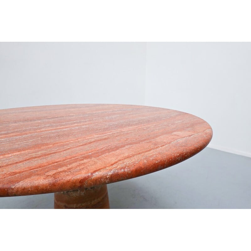 Vintage Red travertine dining table Angelo Mangiarotti