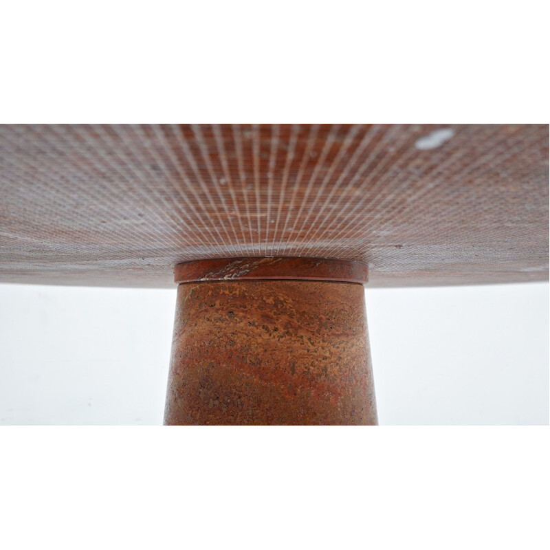 Vintage Red travertine dining table Angelo Mangiarotti