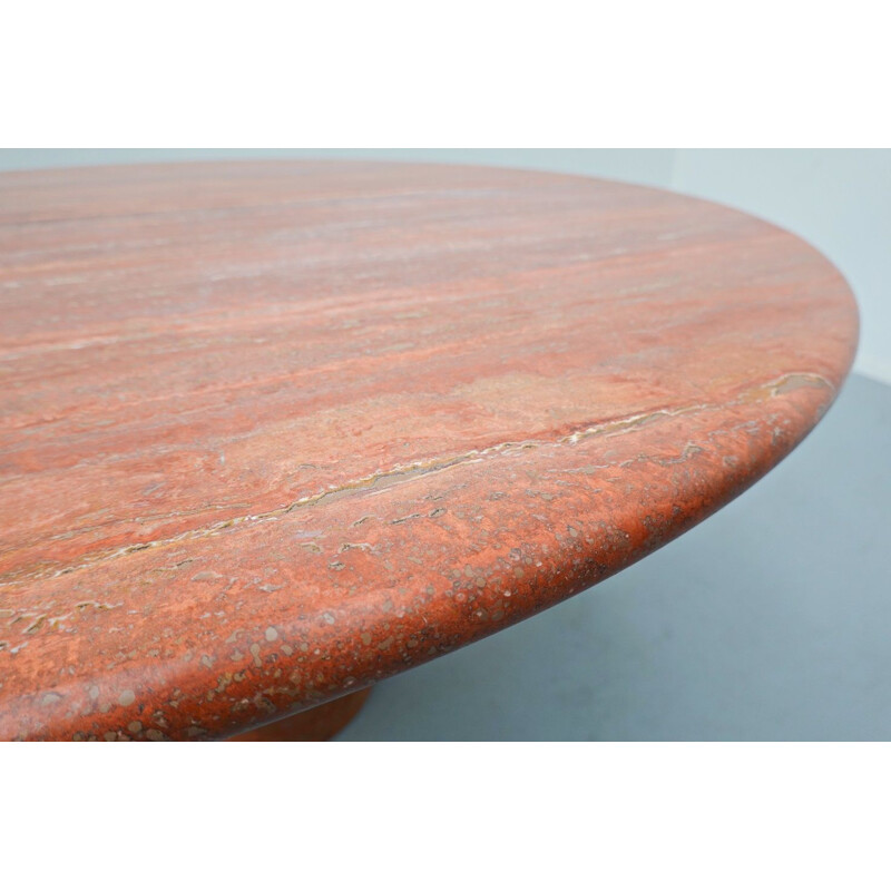 Vintage Red travertine dining table Angelo Mangiarotti