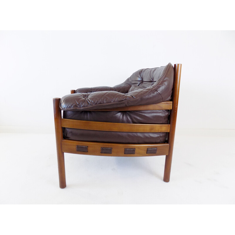 Vintage Coja leather lounge chair by Sven Ellekaer 1960s