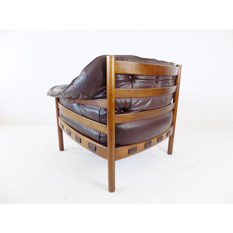 Vintage Coja leather lounge chair by Sven Ellekaer 1960s