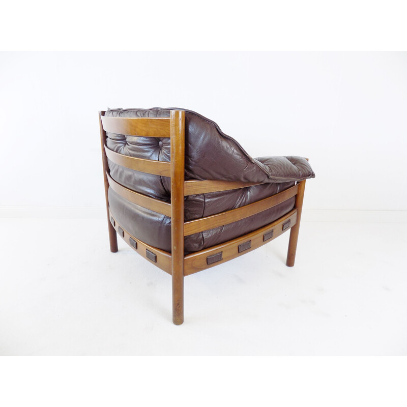 Vintage Coja leather lounge chair by Sven Ellekaer 1960s