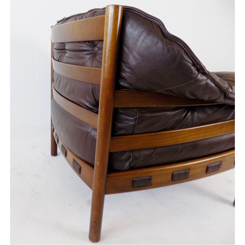 Vintage Coja leather lounge chair by Sven Ellekaer 1960s