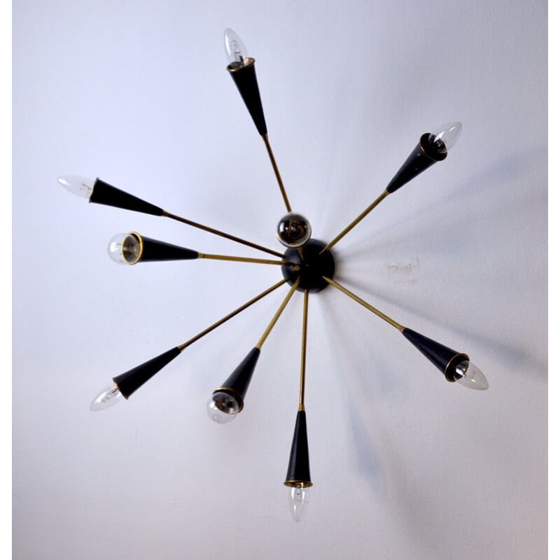 Vintage wall lamp Sputnik 9 arms Italy 1960