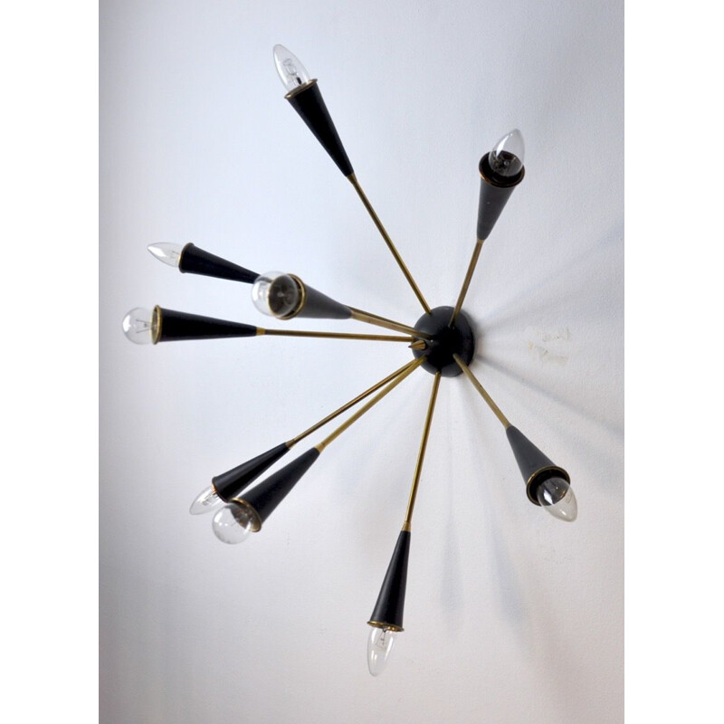 Vintage wall lamp Sputnik 9 arms Italy 1960