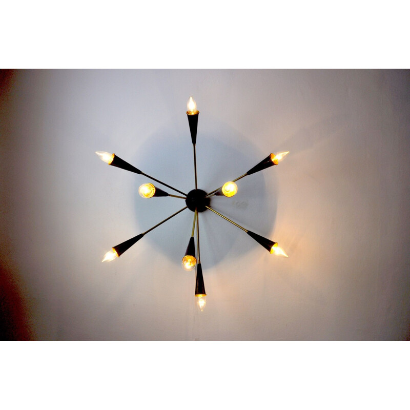 Vintage wall lamp Sputnik 9 arms Italy 1960